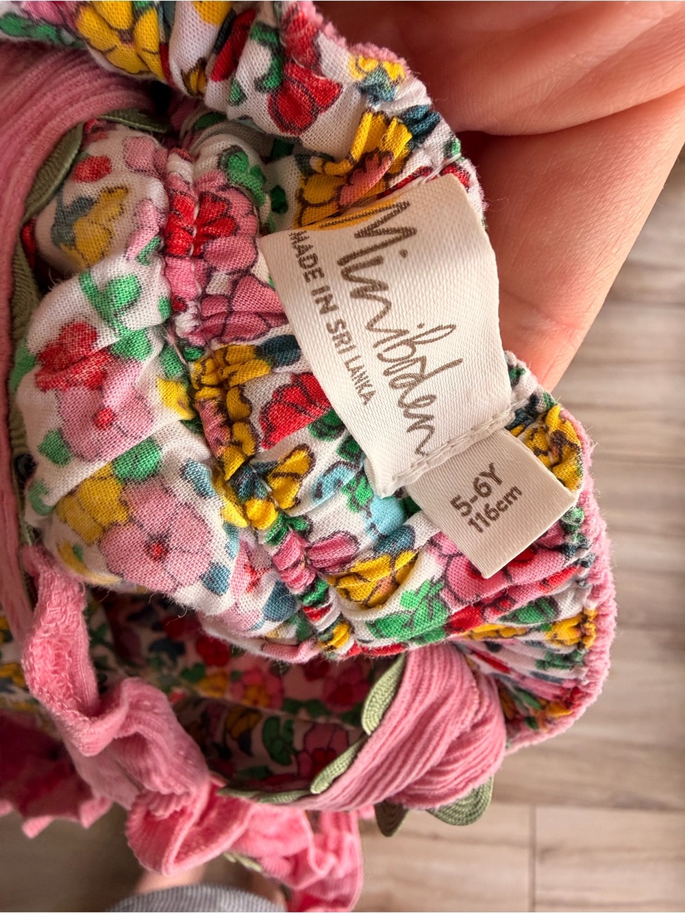 Boden Pink Ruffle Pinafore Dress with Floral Trim - Picture 6 of 6